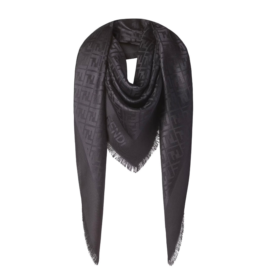 Fendi FF Shawl – Black Organic Silk