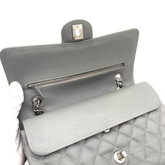 CHANEL Caviar Quilted Medium Double Flap Grey