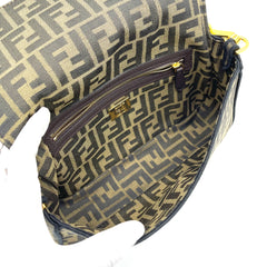 FENDI Baguette Brown FF jacquard fabric bag