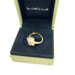 VAN CLEEF & ARPELS
18K Yellow Gold Diamond Mother of Pearl Vintage Alhambra Ring