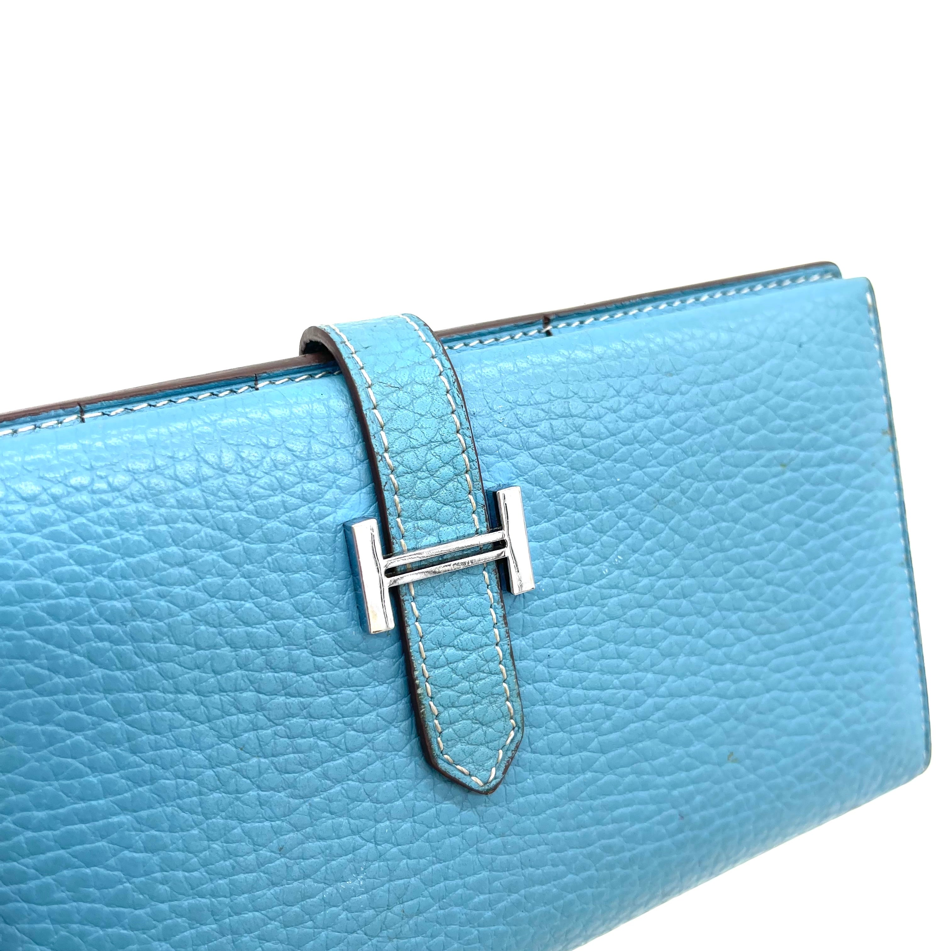 Hermes Bearn Wallet Chevre Mysore Compact Blue 2239912