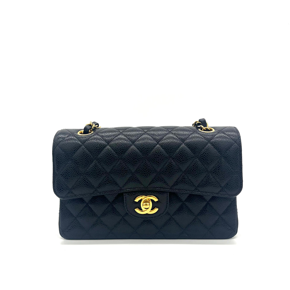 CHANEL  Caviar Quilted Medium Double Flap Black