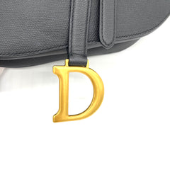 CHRISTIAN DIOR Grained Calfskin Saddle Bag Black