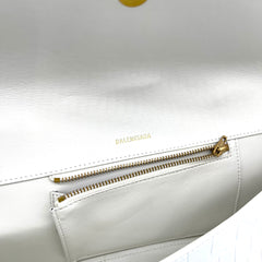 BALENCIAGA Hourglass Stretch Top Handle Bag Crocodile White