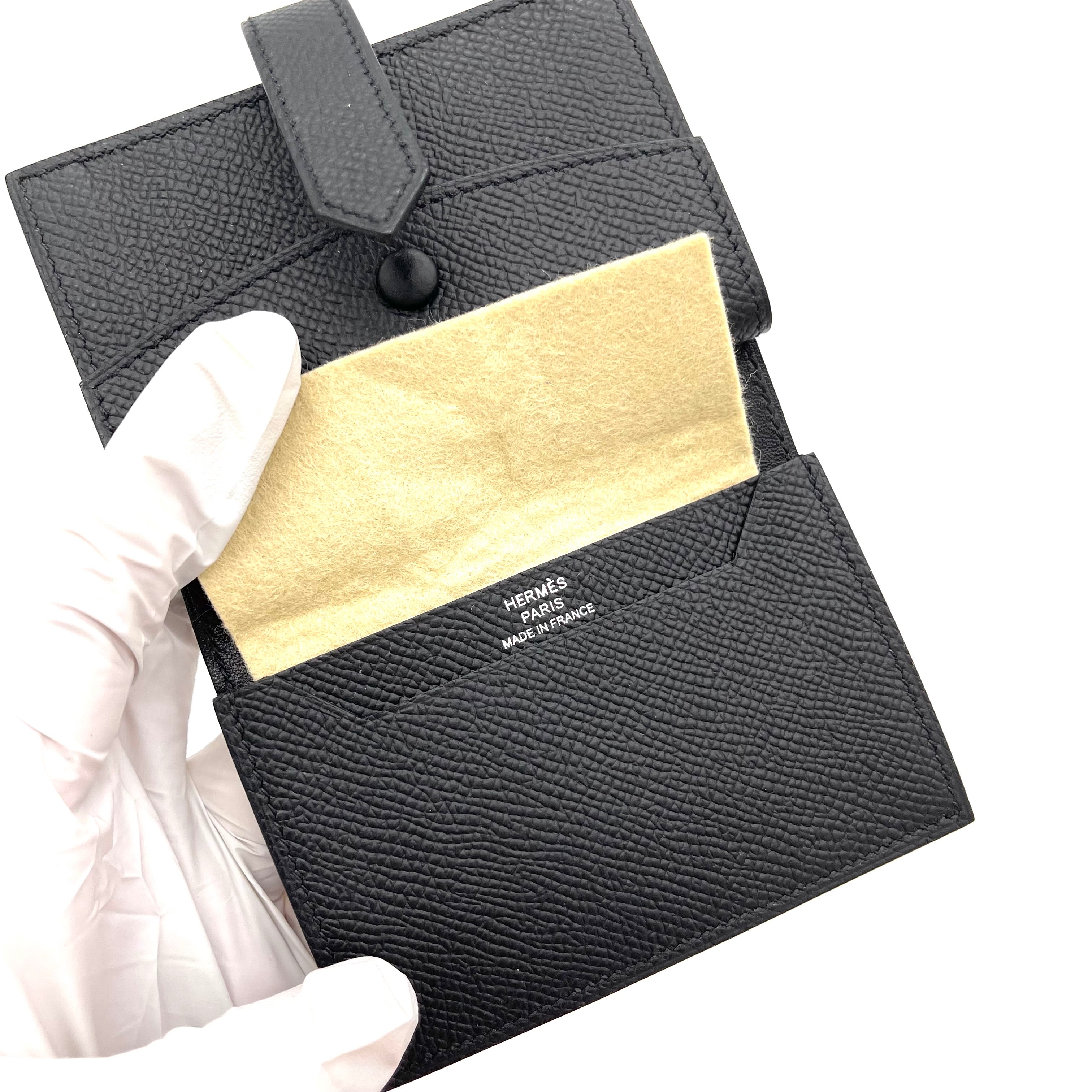 HERMES Chevre Mysore Mini Bearn Wallet Black