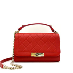 Chanel  Grained Calfskin Quilted Medium Label Click Flap Bag Red 2017-2018