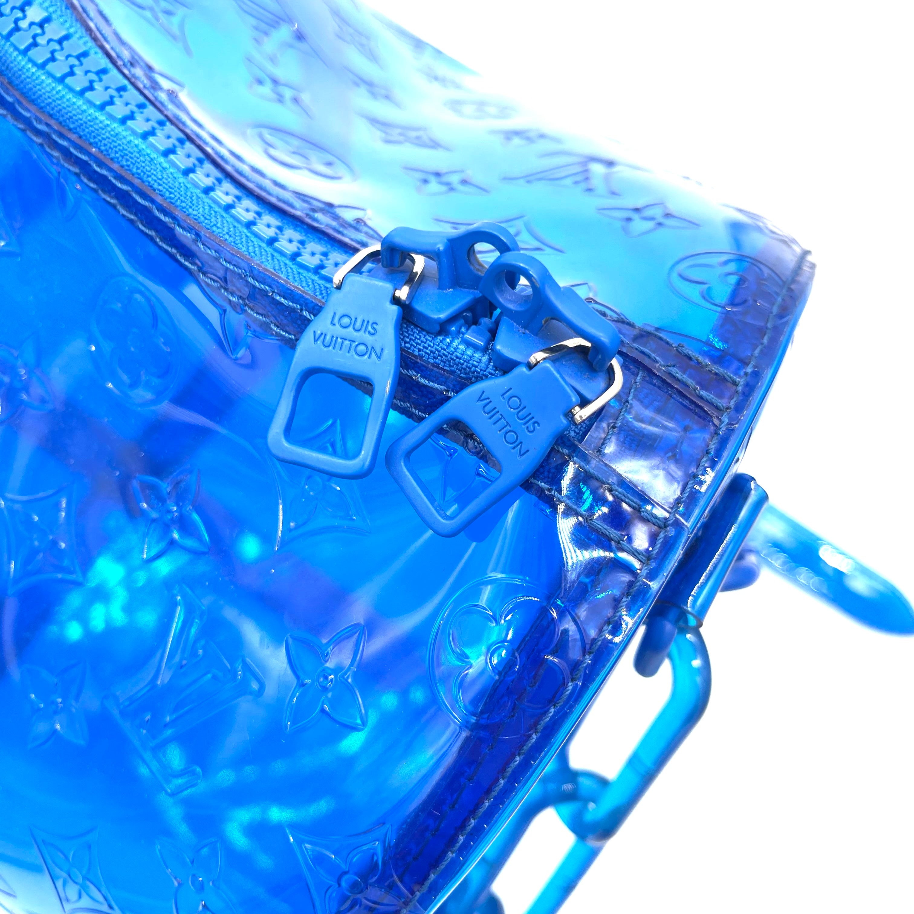 Louis Vuitton Keepall Bandouliere 50 Blue PVC Monogram Weekend Duffle  Travel Bag