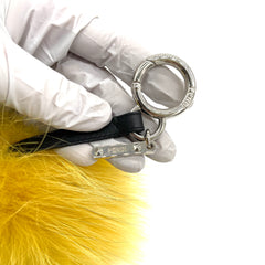 Fendi Tria Fox Fur and Shearling Charm in Yellow Monster Key Ring