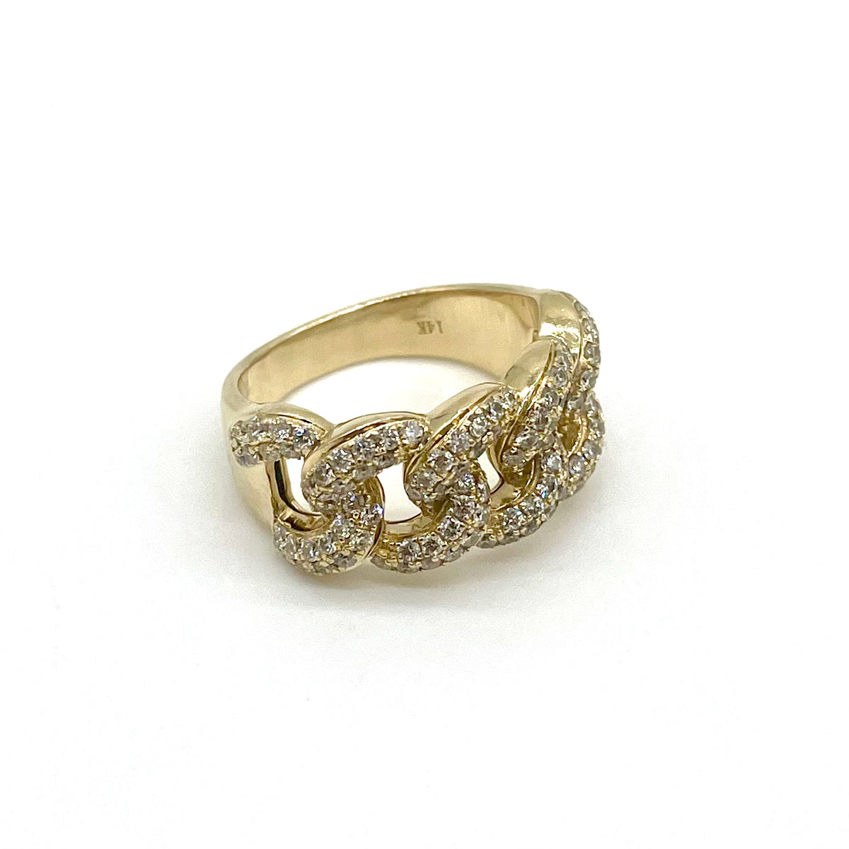 14k Gold Cuban Link Diamond Ring