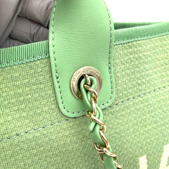 CHANEL Mixed Fibers Small Deauville Tote Green