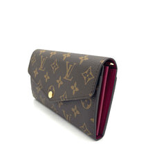 Louis Vuitton Monogram Long Wallet Brown Canvas with Gold Button
