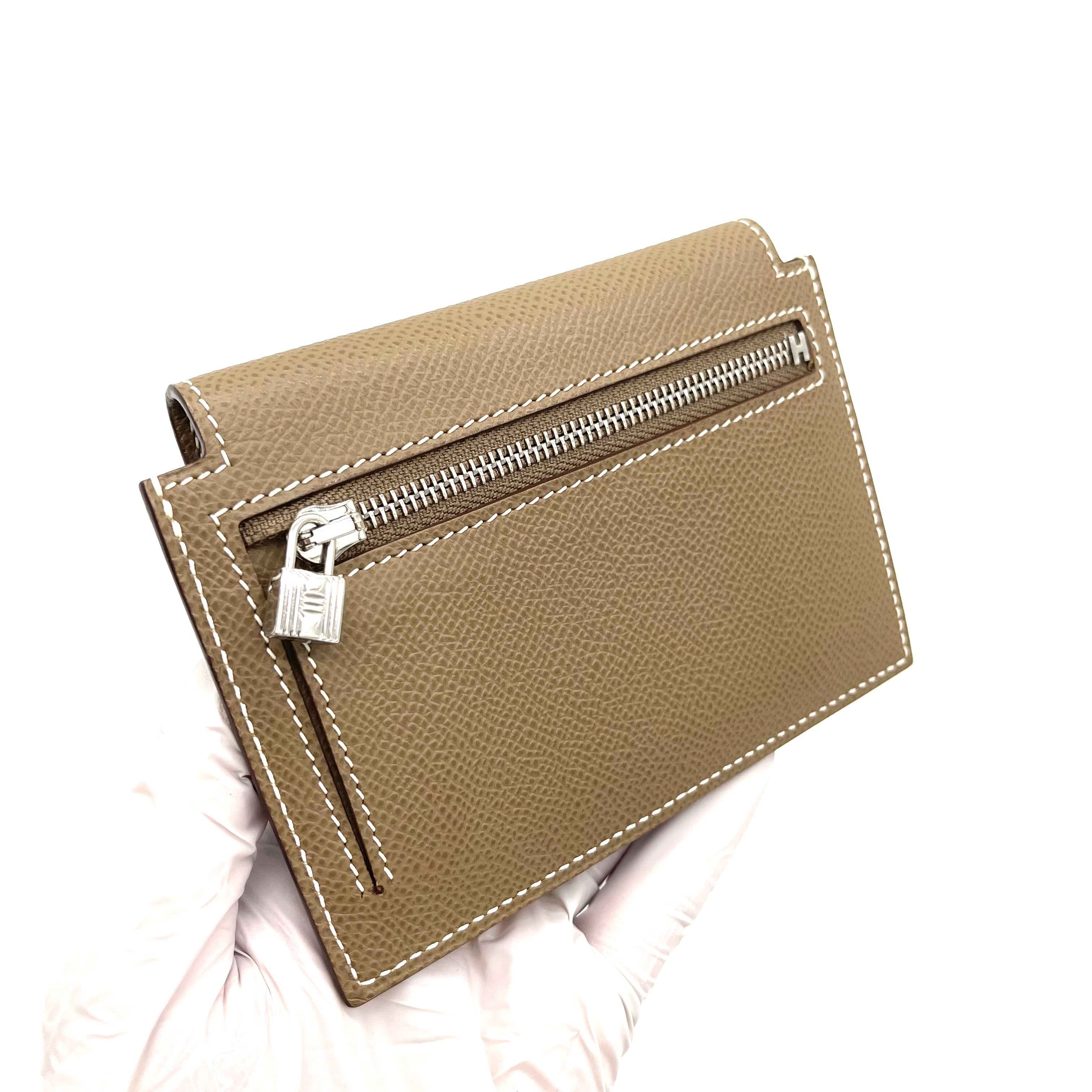 HERMES Epsom Kelly Pocket Compact Wallet Etoupe