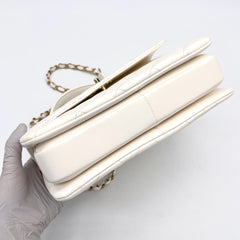 CHANEL Lambskin Quilted Small Trendy CC Dual Handle Flap Bag White New Condition