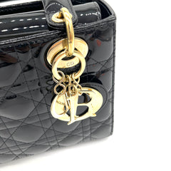 DIOR Small Lady Dior Bag Black Patent Cannage Calfskin