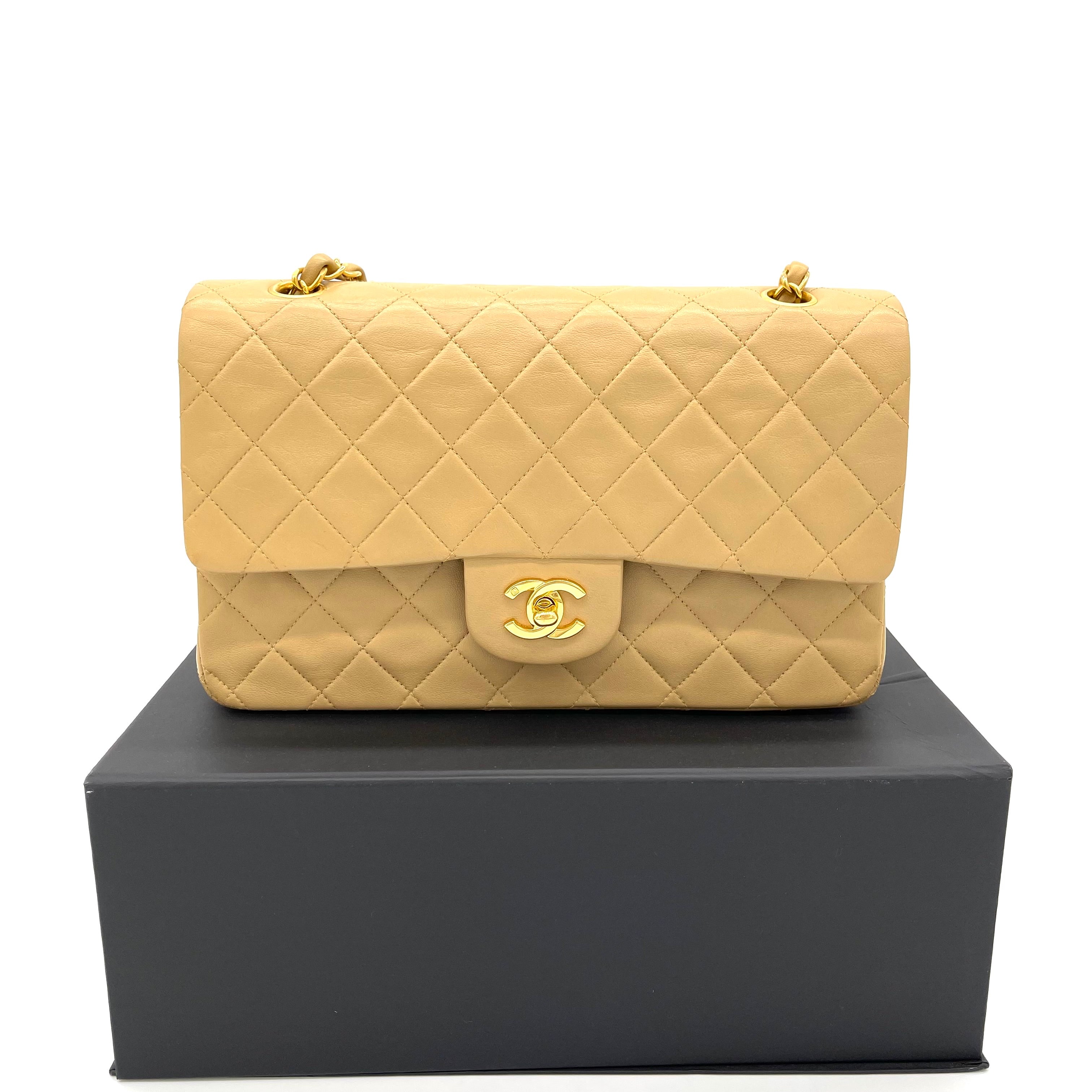 Chanel Yellow Lambskin Quilted Leather Medium Double Flap Bag