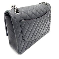 CHANEL Lambskin Quilted Maxi Double Flap Bag – Black