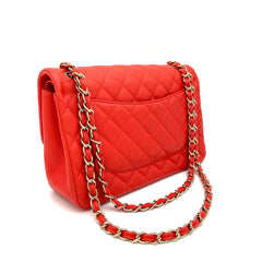 CHANEL Caviar Quilted Jumbo Double Flap Red 2019