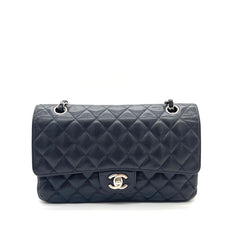 Chanel Classic Medium Double Flap Bag – Black Caviar Leather / Silver Hardware