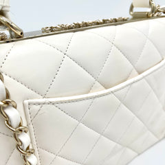 CHANEL Lambskin Quilted Small Trendy CC Dual Handle Flap Bag White New Condition