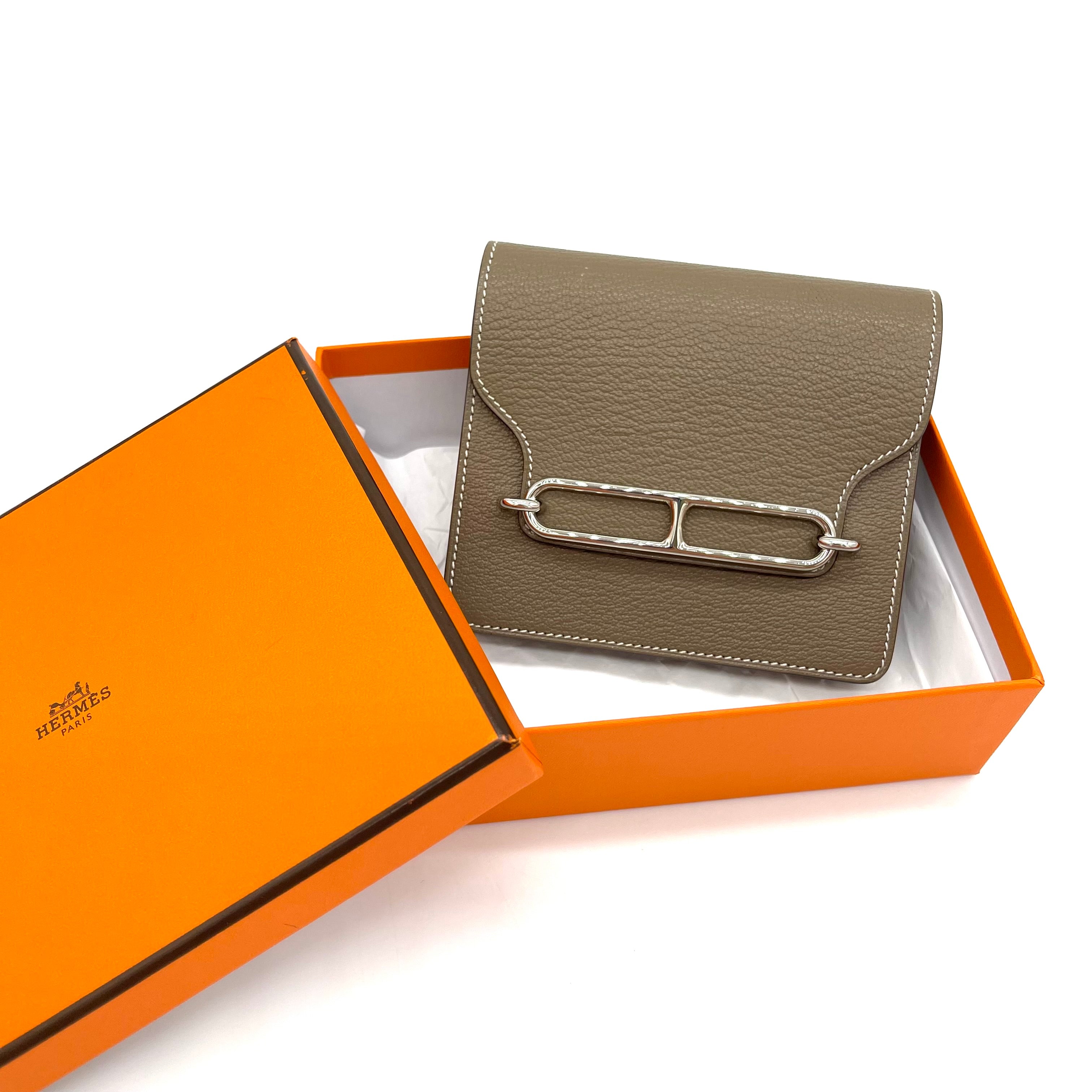 HERMES Chevre Mysore Roulis Slim Wallet Etoupe Brand New Condition Never used