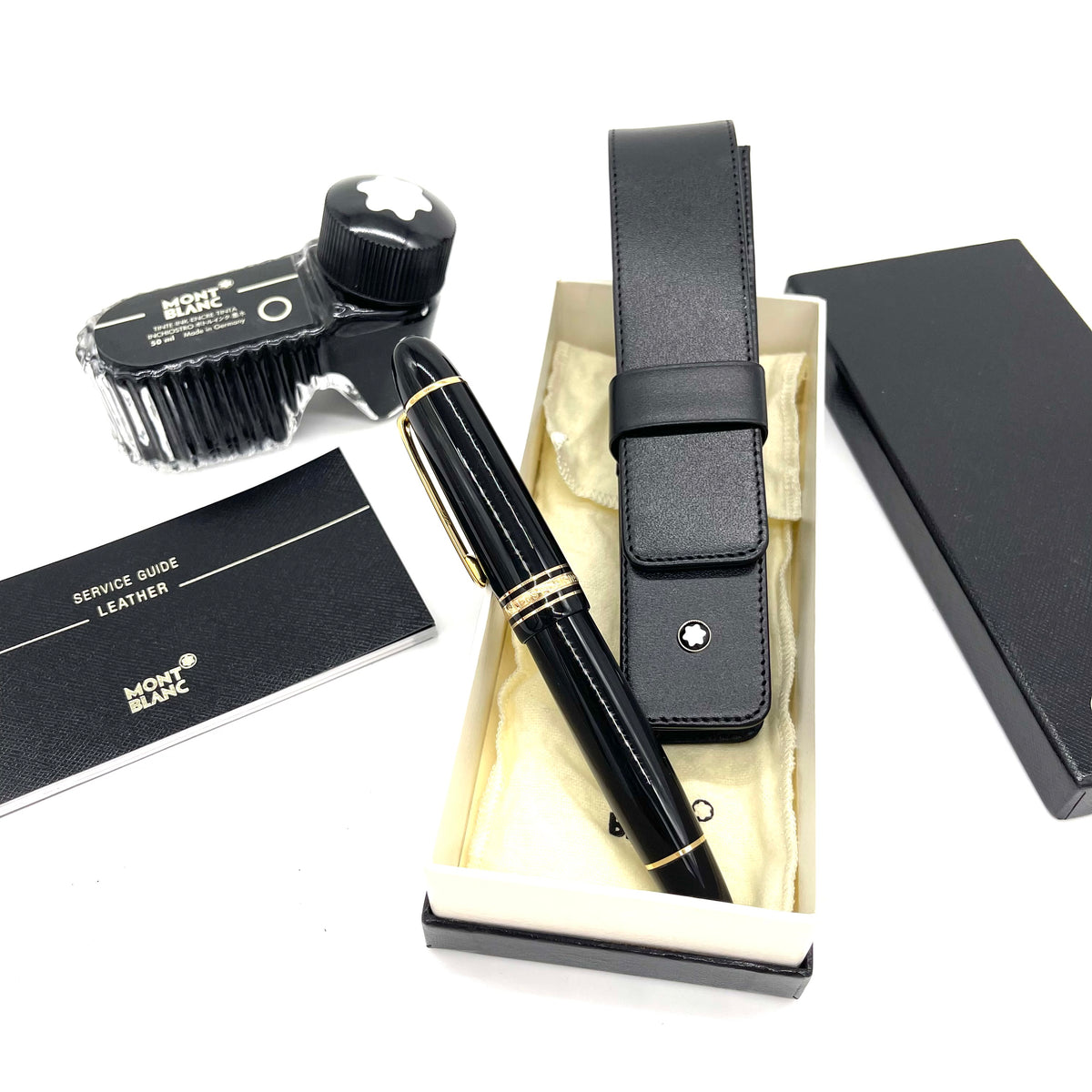 Montblanc Meisterstuck Fountain Pen 149 Black Gold Trim with Montblanc Bottled Ink