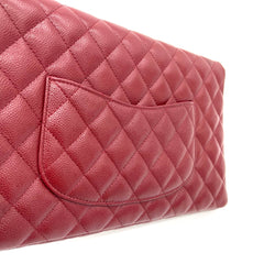 CHANEL Caviar Quilted Flap Clutch Burgundy