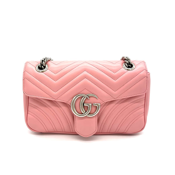 GUCCI Calfskin Matelasse Mini GG Marmont Shoulder Bag Wild 