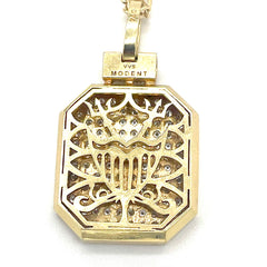 18K Yellow Gold & Squared Diamond Pendant Necklace