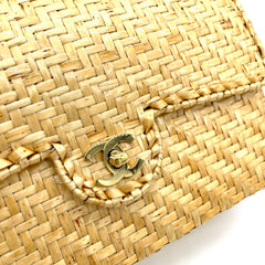 Chanel Classic Flap Bag Woven Straw with Gold Hardware