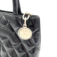 Chanel Medallion Tote Quilted Patent Black 2000~2002