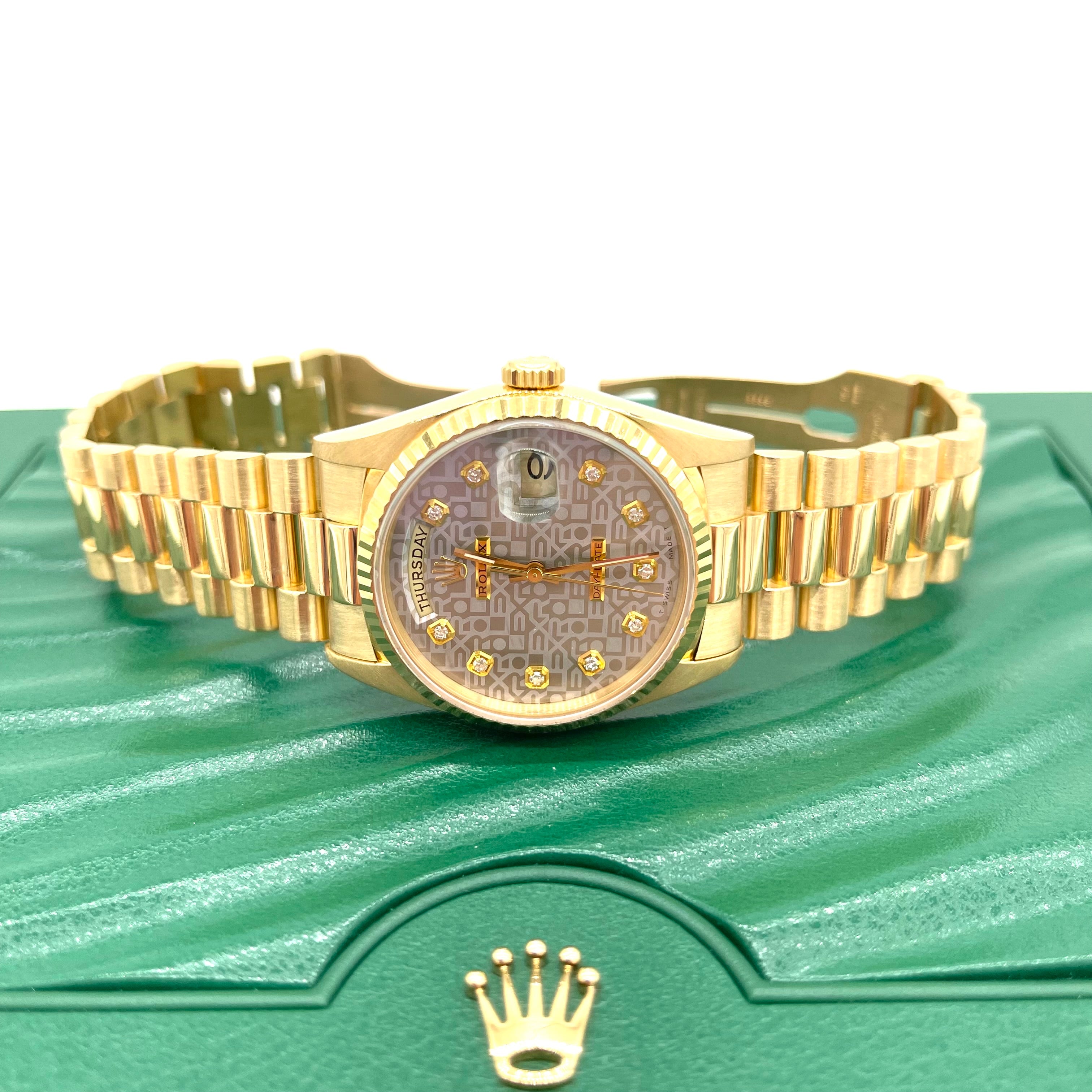 ROLEX | DAY-DATE PRESIDENT 36MM SUPER JUBILEE DIAMOND DIAL 1990 ORIGINAL FINISH• Reference#: 18238 • Serial#:T6239**