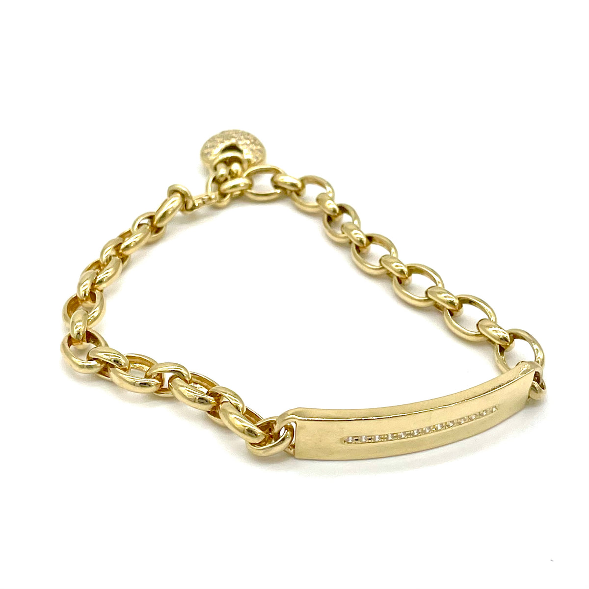 18k Gold & Diamond Chain Heart Bracelet