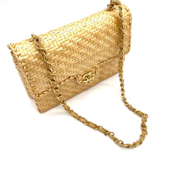 Chanel Classic Flap Bag Woven Straw with Gold Hardware