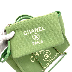 CHANEL Mixed Fibers Small Deauville Tote Green