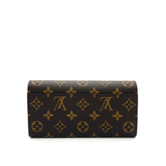 Louis Vuitton Monogram Long Wallet Brown Canvas with Gold Button