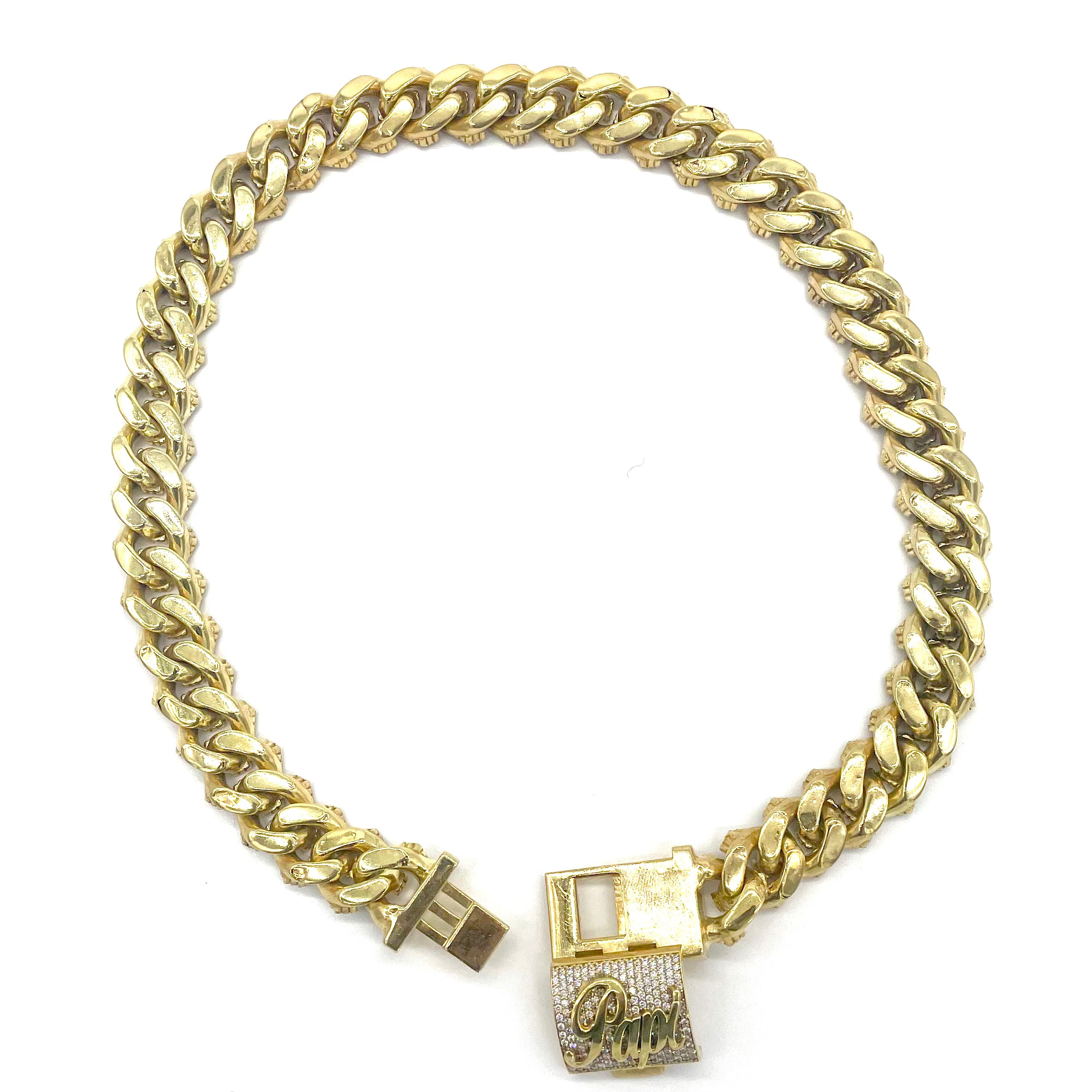 14K Yellow Gold & Diamonds Cuban link chain