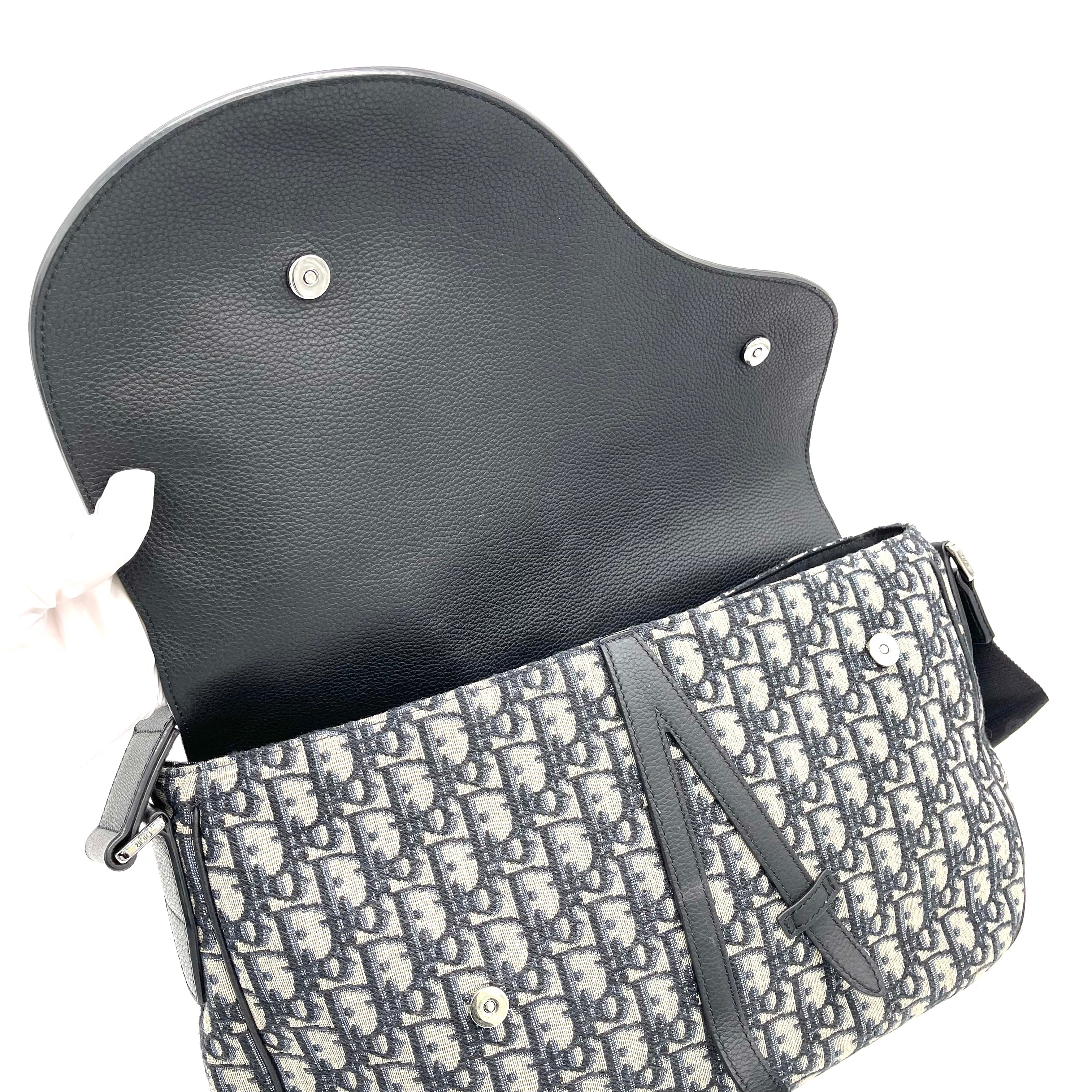 Christian Dior Saddle Flap Messenger Bag Oblique Canvas and Leather Medium