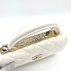 CHANEL Lambskin Quilted Small Trendy CC Dual Handle Flap Bag White New Condition