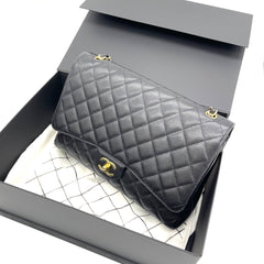 CHANEL Caviar Quilted Maxi Double Flap Black 2012