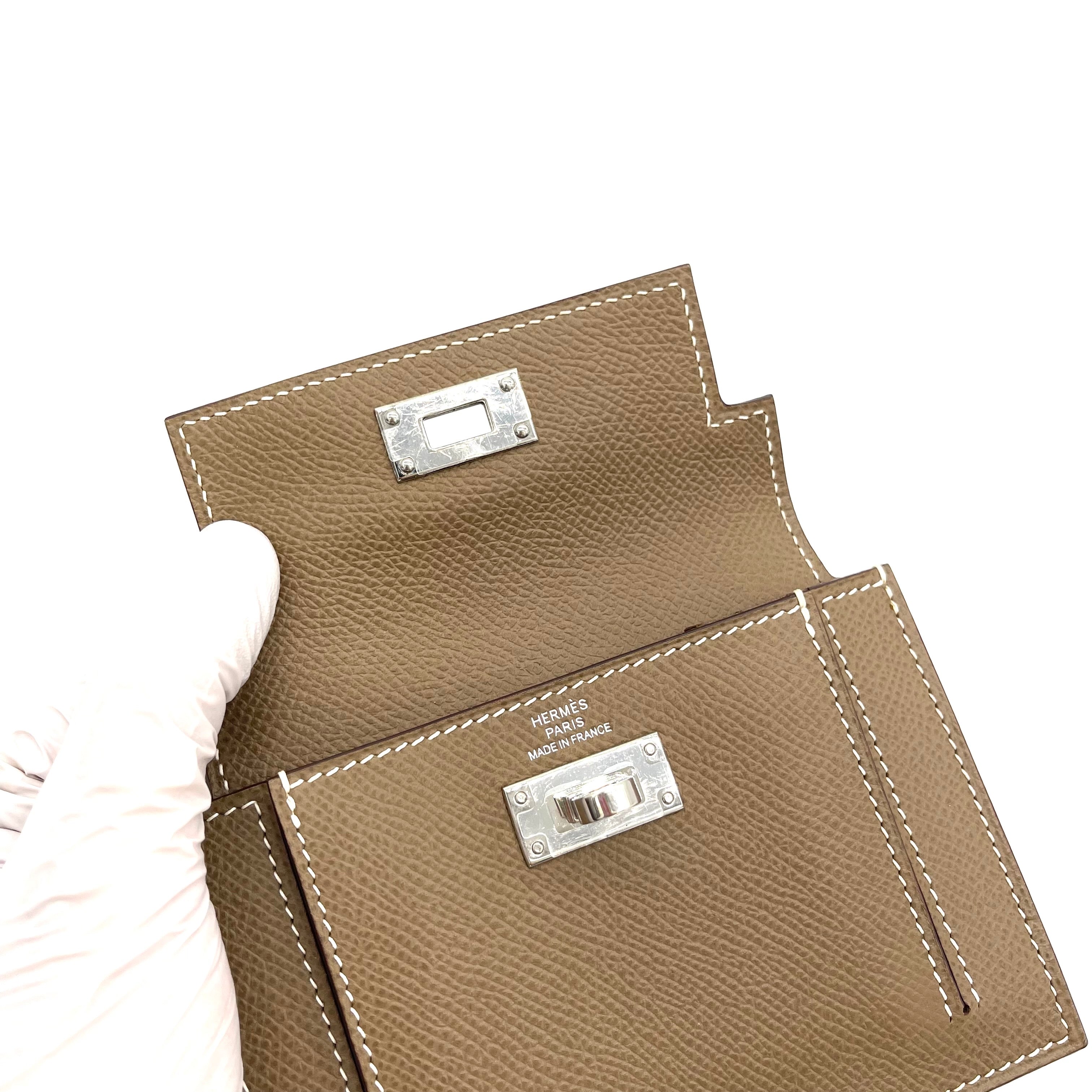 HERMES Epsom Kelly Pocket Compact Wallet Etoupe