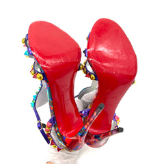 CHRISTIAN LOUBOUTIN Patent Embellished Goldora Disco 100 Sandals 37 Multicolor