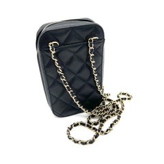 CHANEL Zip Around Phone Case Chain Shoulder Bag – Black Grained Calfskin