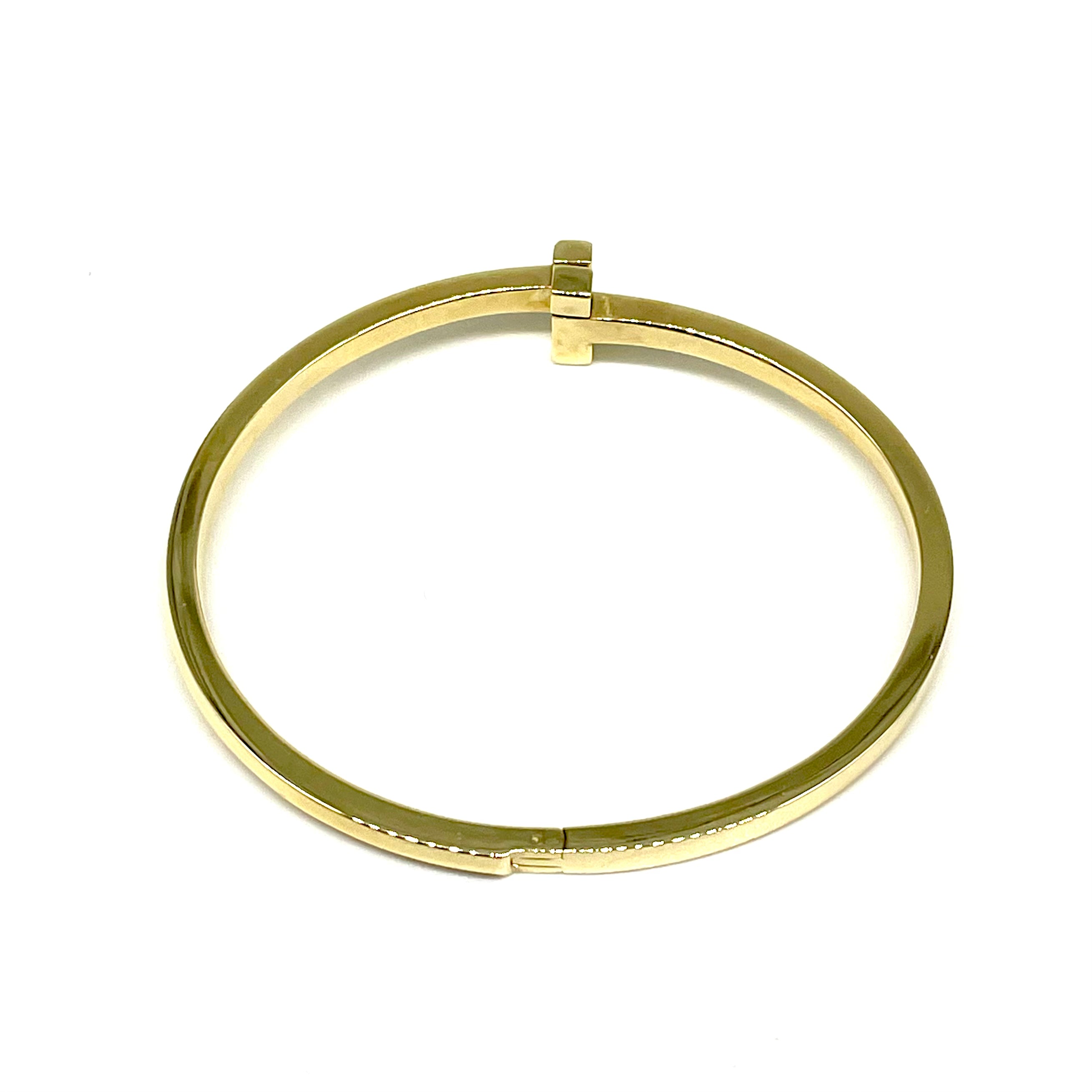 18k Gold Tiffany & Co. Tiffany T T1 Narrow Hinged Bangle Bracelet