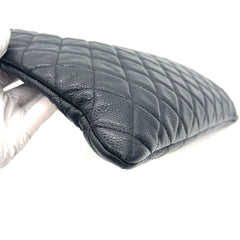 CHANEL O Case Large Clutch in Black Quilted Caviar Leather with Gold-Tone Hardware