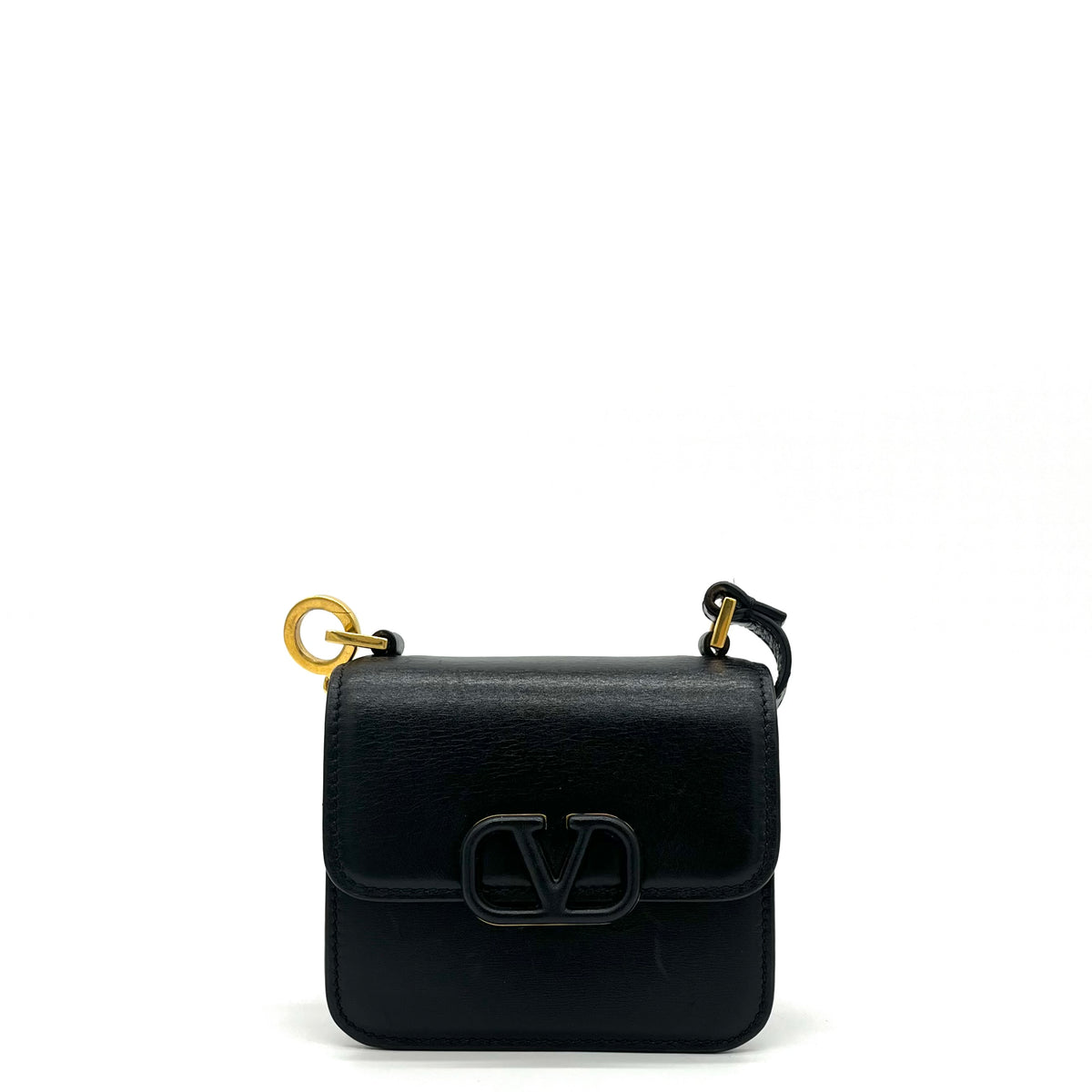 Valentino Garavani Smooth Calfskin Micro VSling Shoulder Bag Black