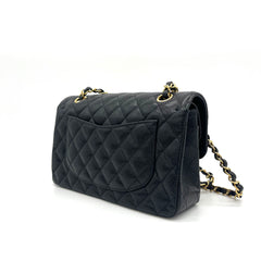 CHANEL  Caviar Quilted Medium Double Flap Black