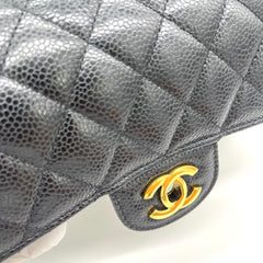 CHANEL  Caviar Quilted Medium Double Flap Black