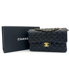 CHANEL  Caviar Quilted Medium Double Flap Black