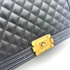 Chanel  Caviar Quilted Large Boy Flap Black 2018-2019