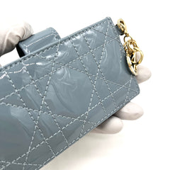 Christian Dior  Patent Cannage Lady Dior 5 Gusset Card Holder Cloud Blue